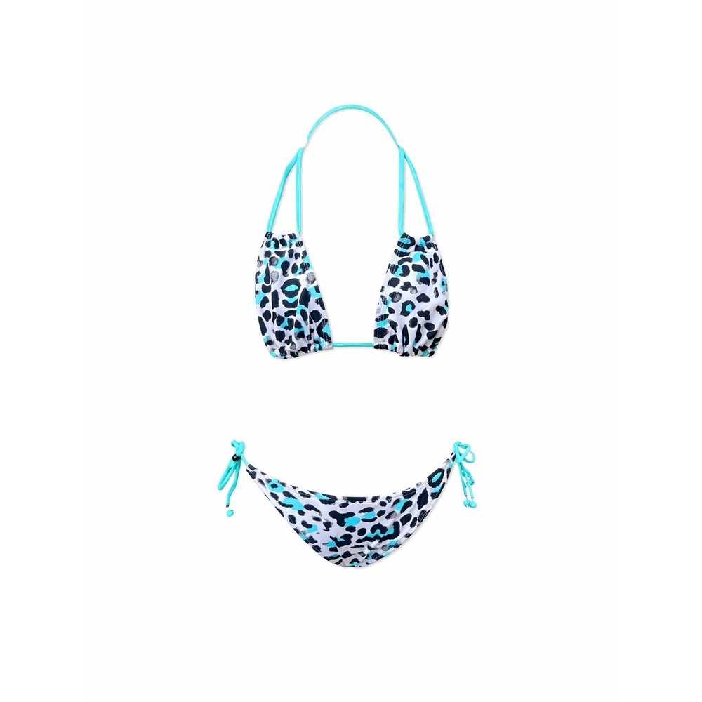 Xhilartion Blue White leopard Bikini Set Size S